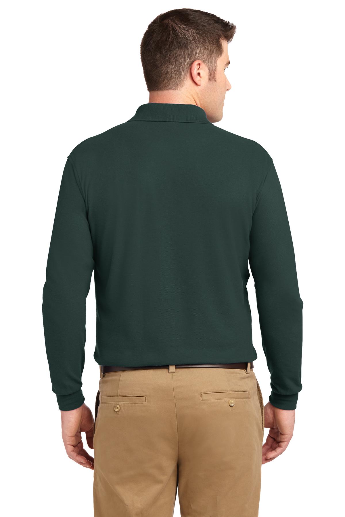 Custom Embroidered Port Authority Silk Touch Long Sleeve Polo.  K500LS,Dark Green
