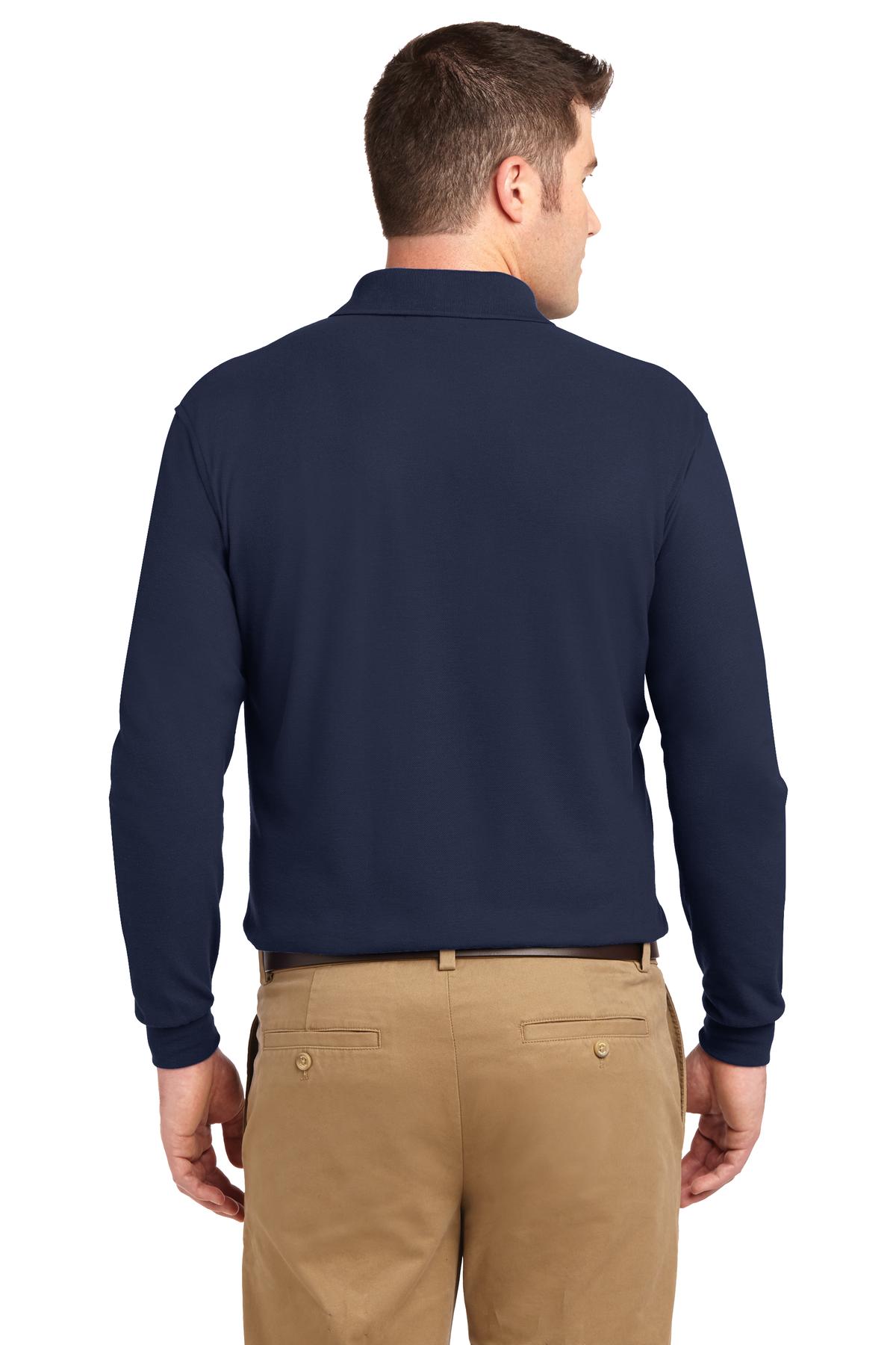 Custom Embroidered Port Authority Silk Touch Long Sleeve Polo.  K500LS,Navy