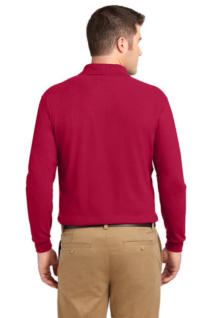 Custom Embroidered Port Authority Silk Touch Long Sleeve Polo.  K500LS,Red