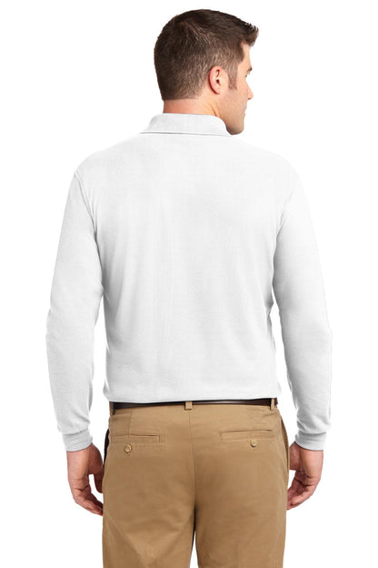 Custom Embroidered Port Authority Silk Touch Long Sleeve Polo.  K500LS,White