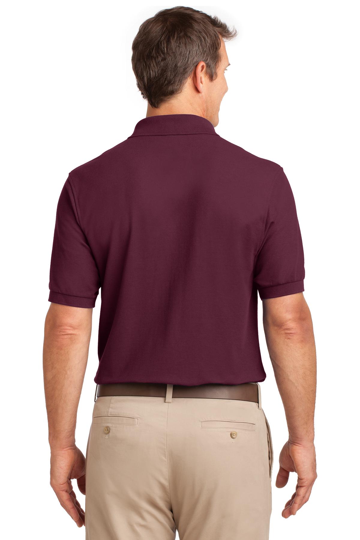 Custom Embroidered Port Authority Silk Touch Polo with Pocket.  K500P,Burgundy