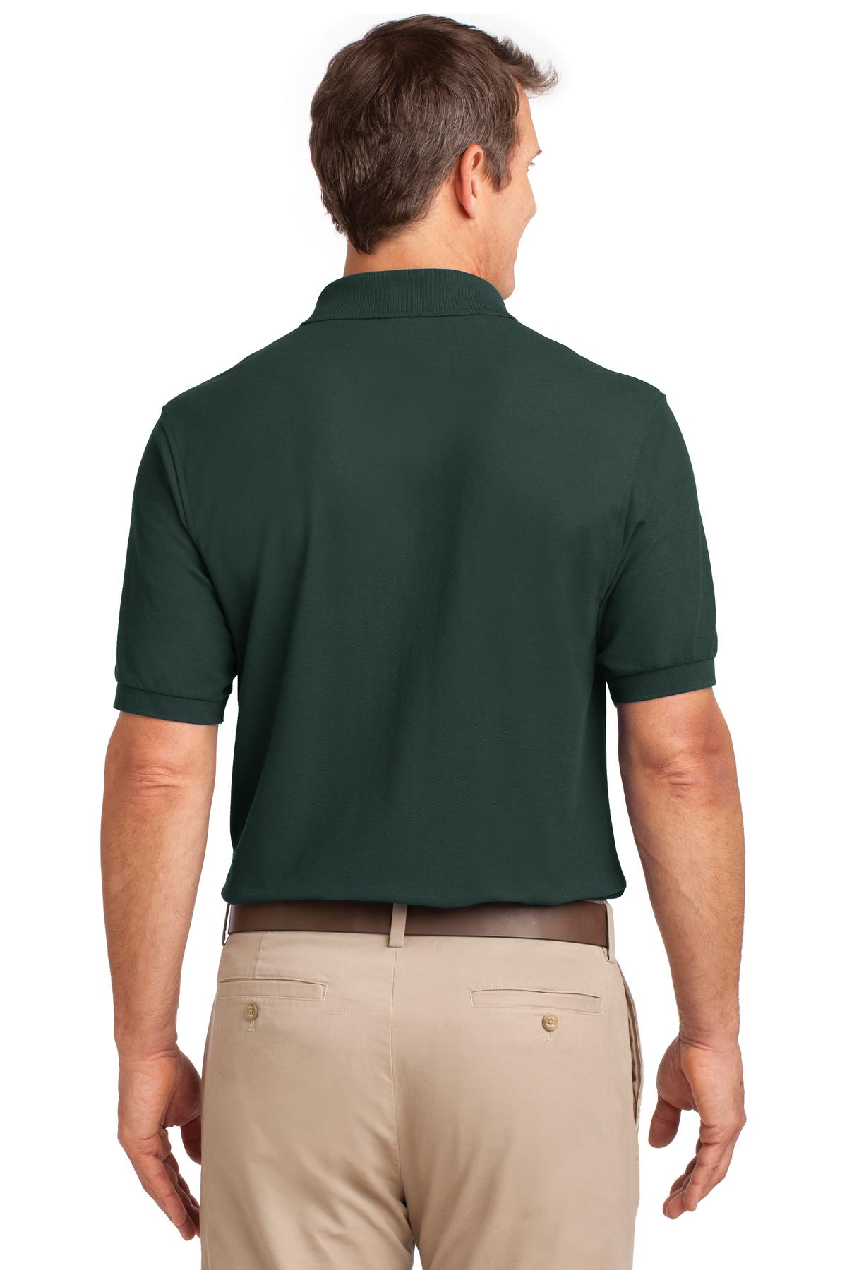 Custom Embroidered Port Authority Silk Touch Polo with Pocket.  K500P,Dark Green