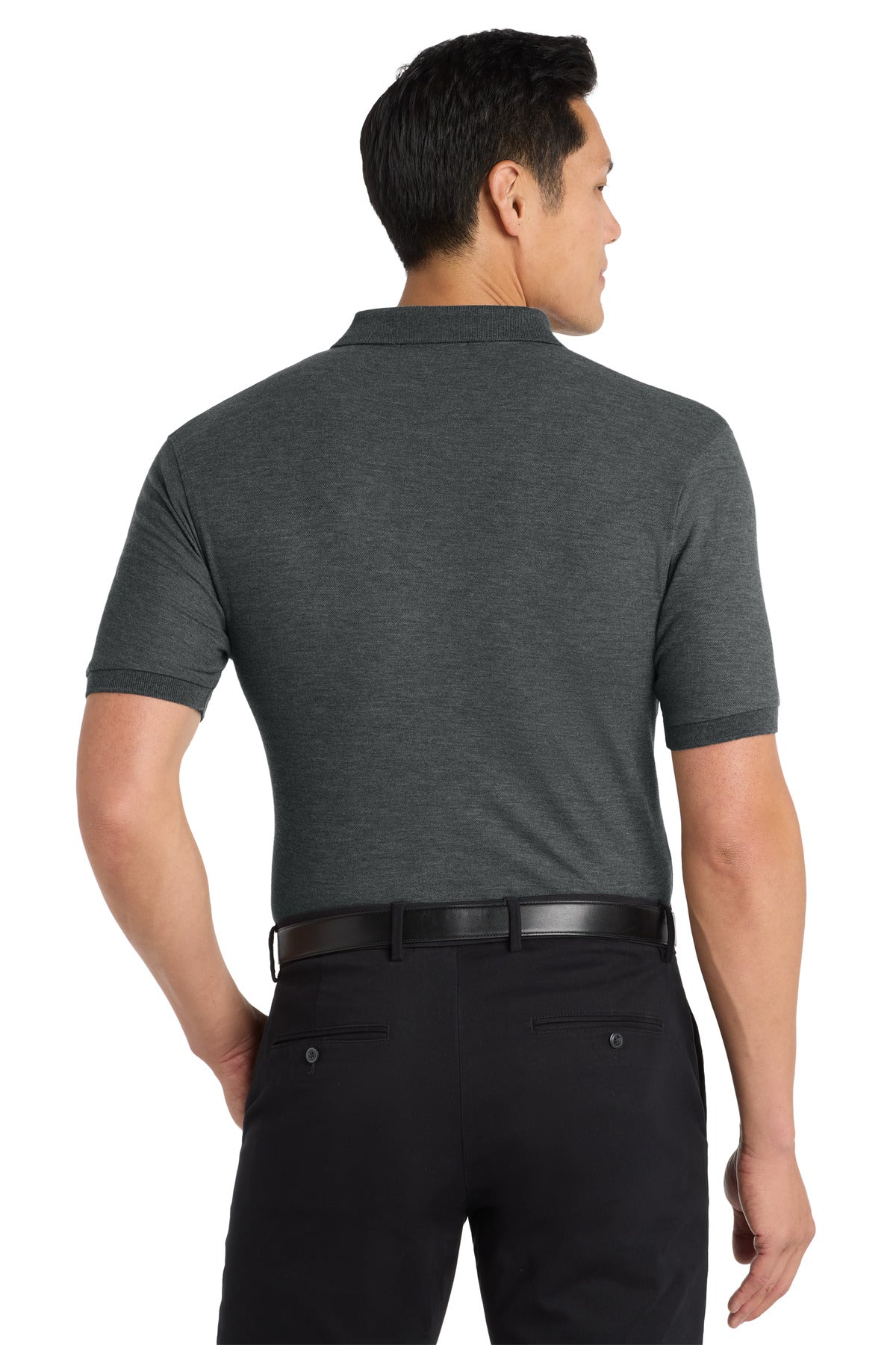 Custom Embroidered Port Authority Polos in Charcoal Heather Grey