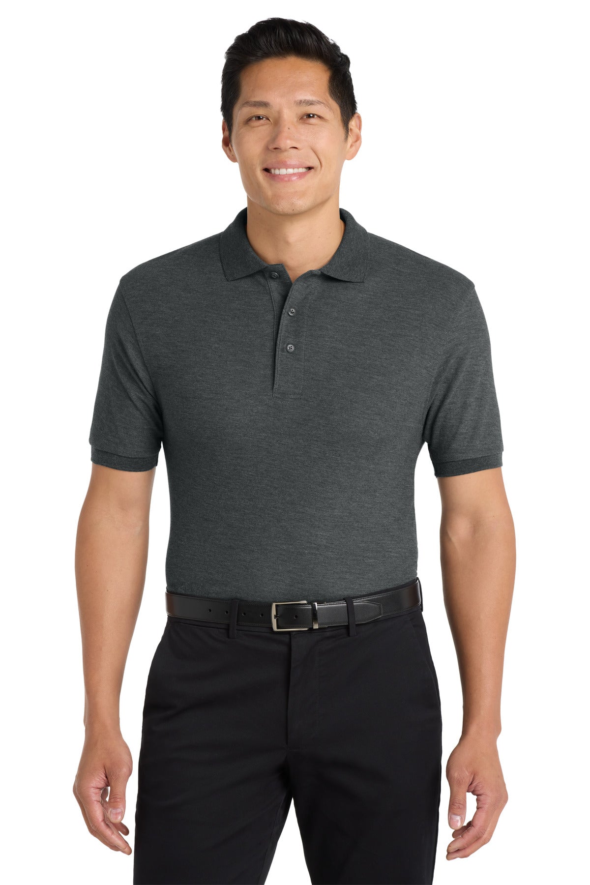 Custom Embroidered Port Authority Polos in Charcoal Heather Grey