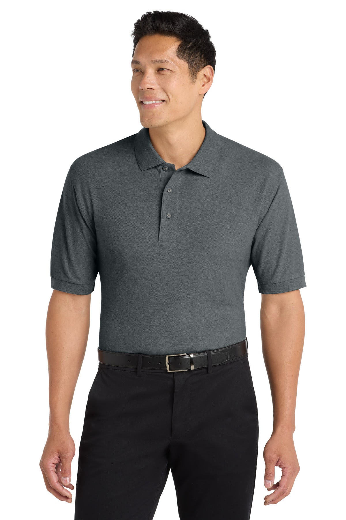 Custom Embroidered Port Authority Polos in Steel Grey