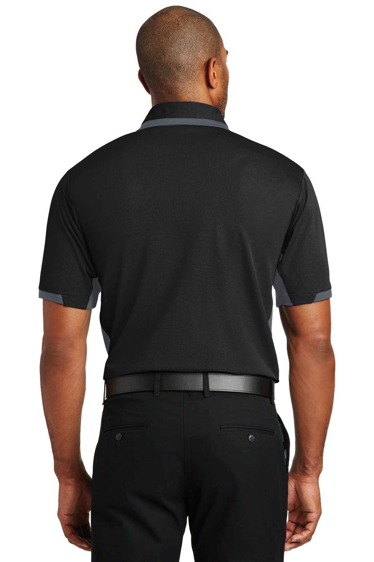 Custom Embroidered Port Authority Dry Zone Colorblock Ottoman Polo. K524,Black/ Iron Grey