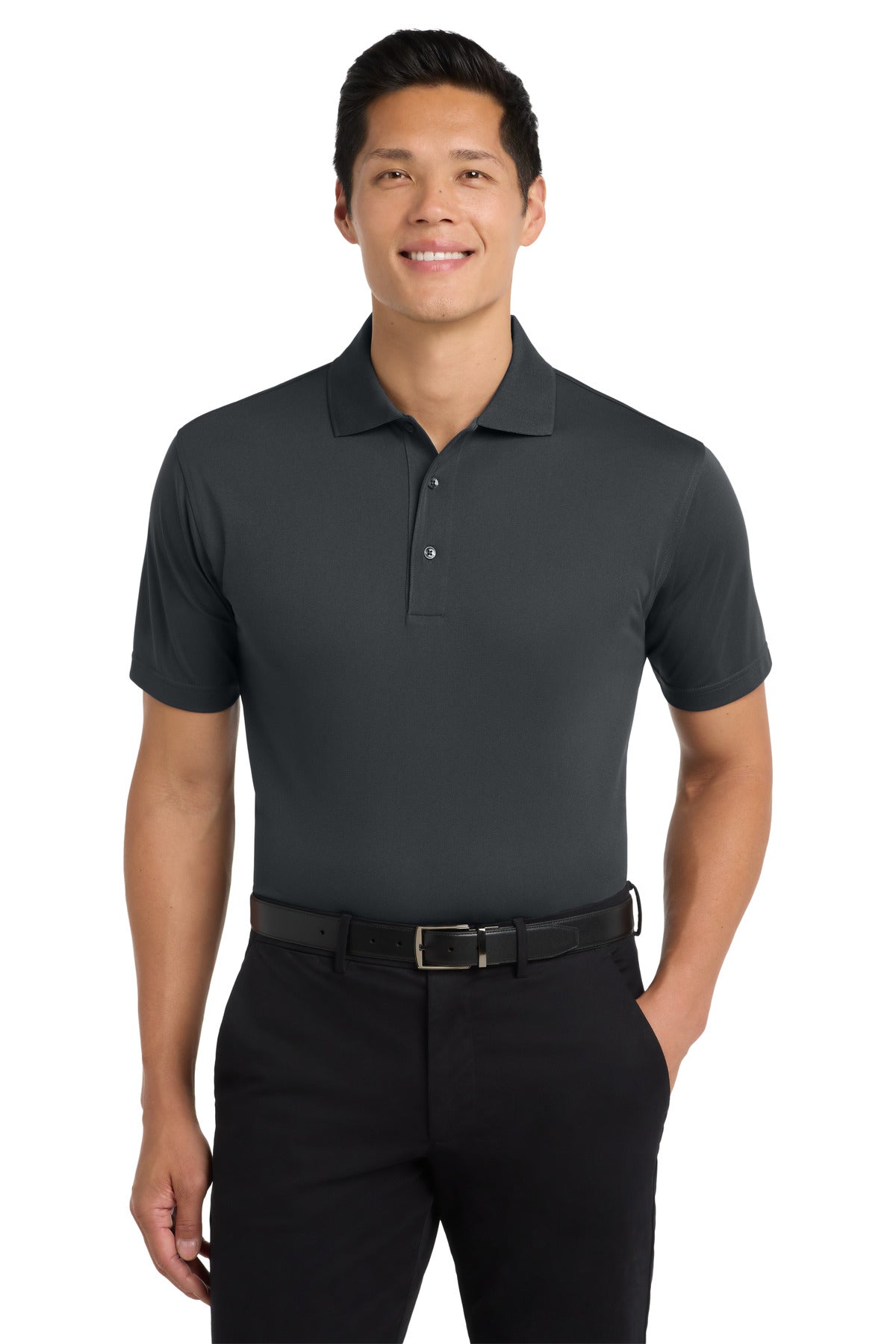 Custom Embroidered Port Authority Polos/Knits in Grey Smoke
