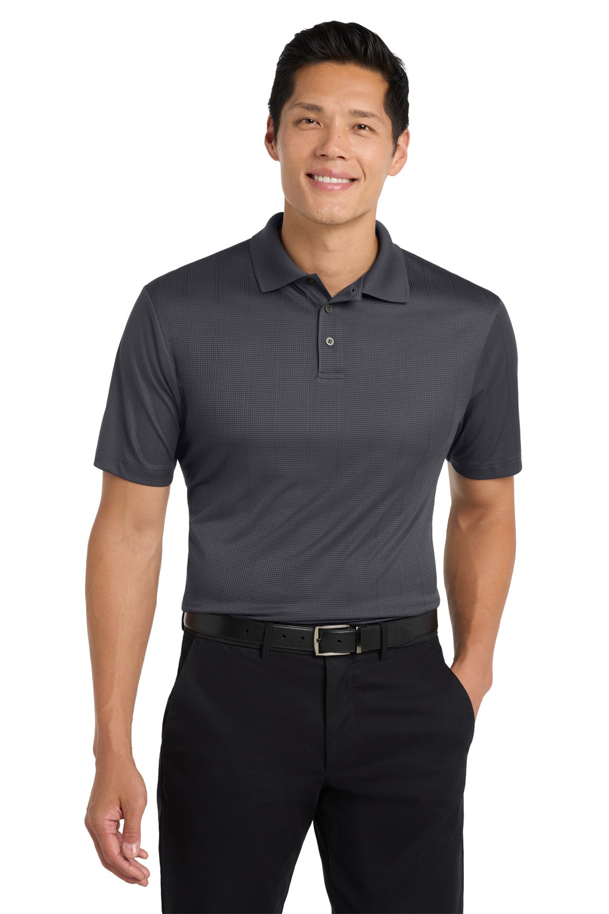 Custom Embroidered Port Authority Polos/Knits in Grey Smoke