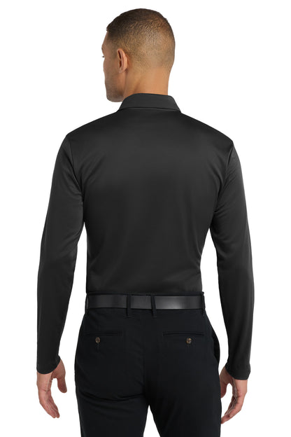 Custom Embroidered Port Authority Silk Touch Performance Long Sleeve Polo. K540LS,Black