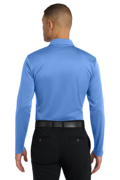 Custom Embroidered Port Authority Silk Touch Performance Long Sleeve Polo. K540LS,Carolina Blue