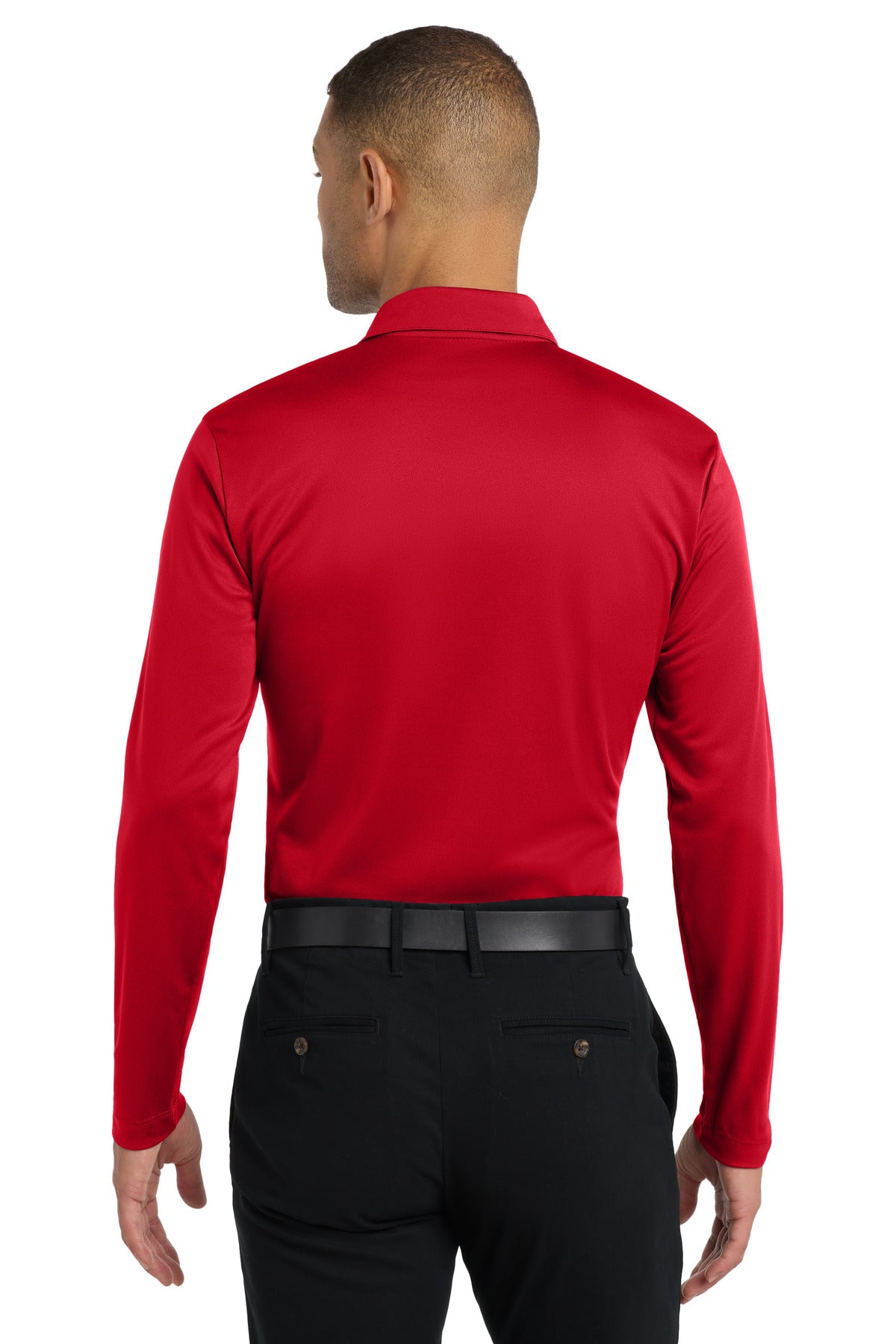 Custom Embroidered Port Authority Silk Touch Performance Long Sleeve Polo. K540LS,Red