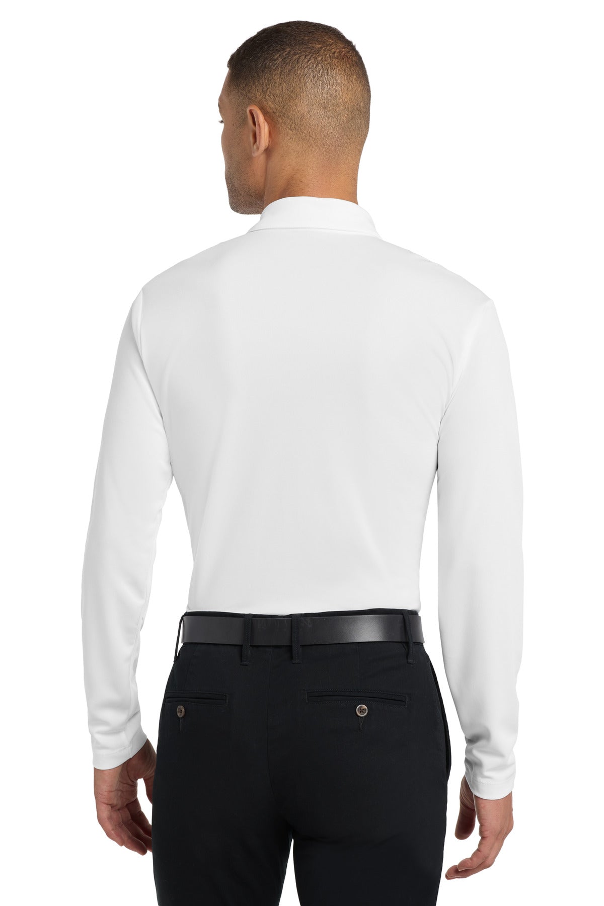 Custom Embroidered Port Authority Silk Touch Performance Long Sleeve Polo. K540LS,White