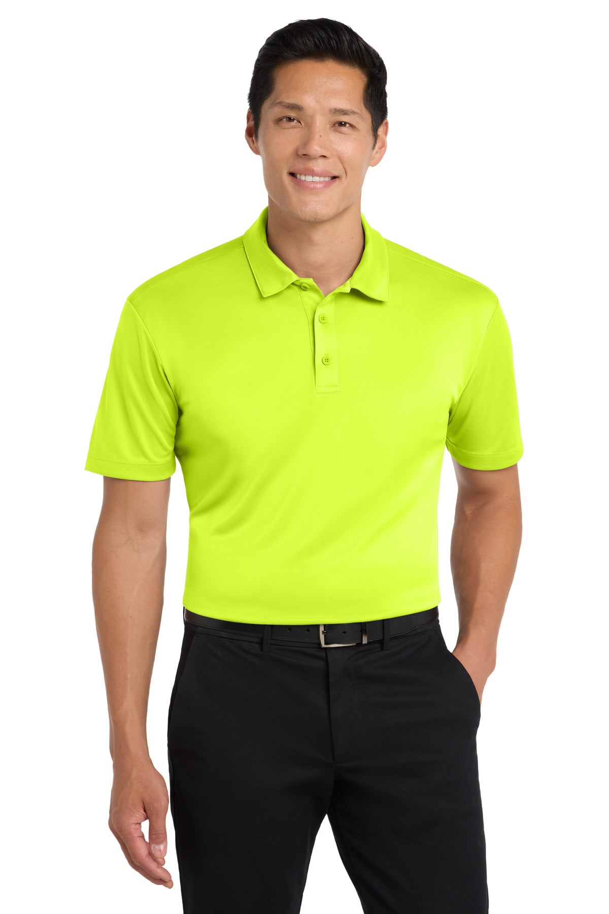 Custom Embroidered Port Authority Polos in Neon Yellow