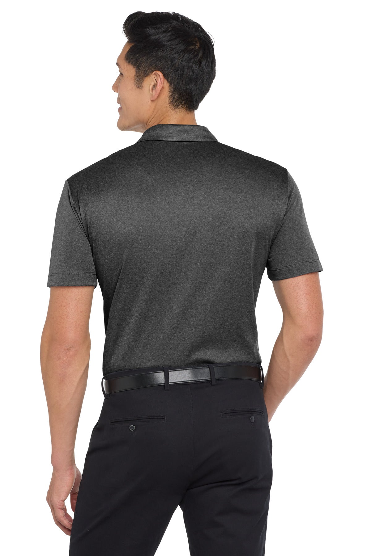 Custom Embroidered Port Authority  Heathered Silk Touch  Performance Polo. K542,Black Heather