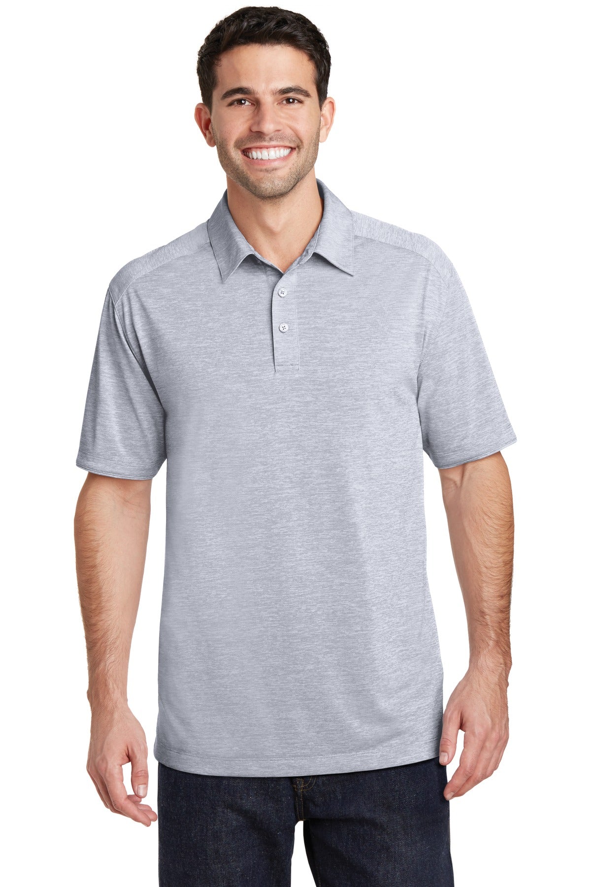 Custom Embroidered Port Authority Polos/Knits in Light Grey