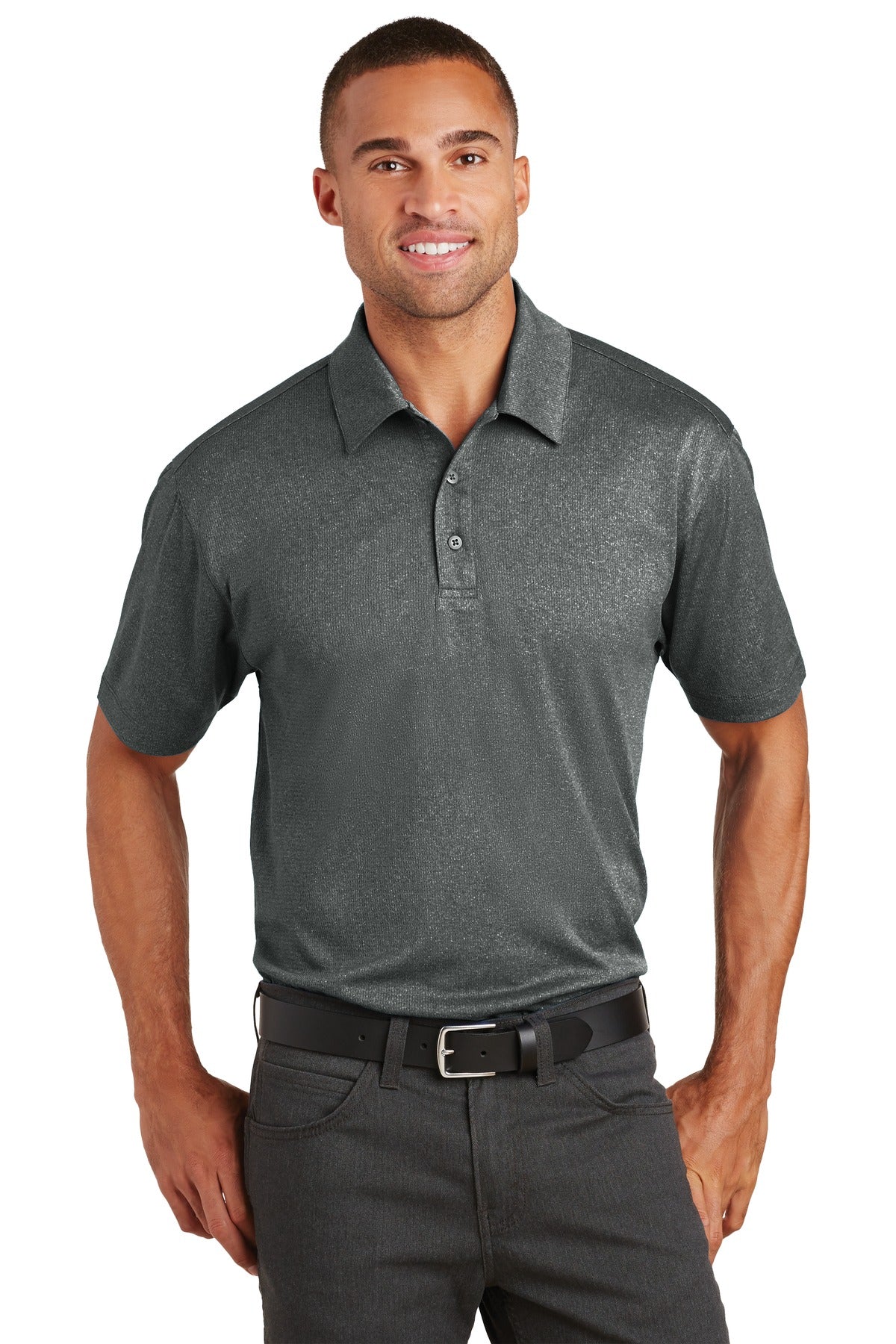 Custom Embroidered Port Authority Polos/Knits in Charcoal Heather