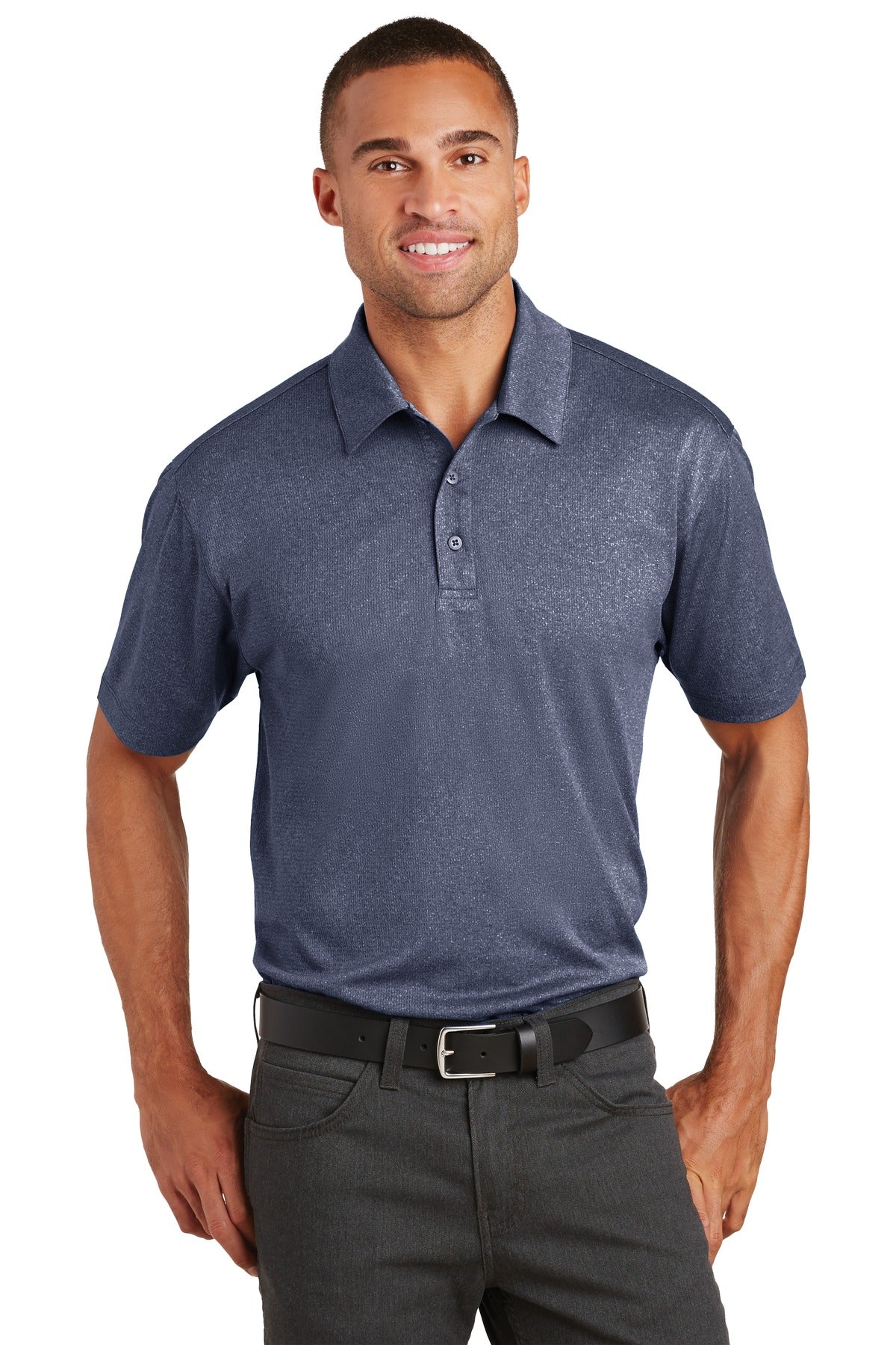 Custom Embroidered Port Authority Polos/Knits in True Navy Heather