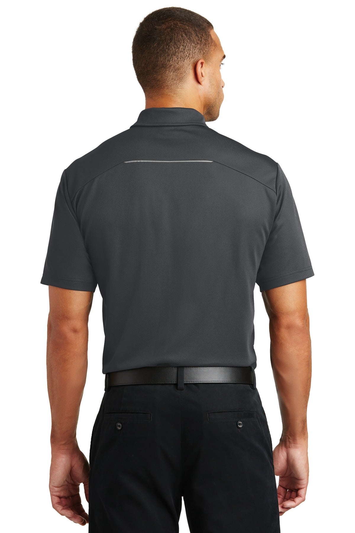 Custom Embroidered Port Authority Pinpoint Mesh Polo. K580,Battleship Grey