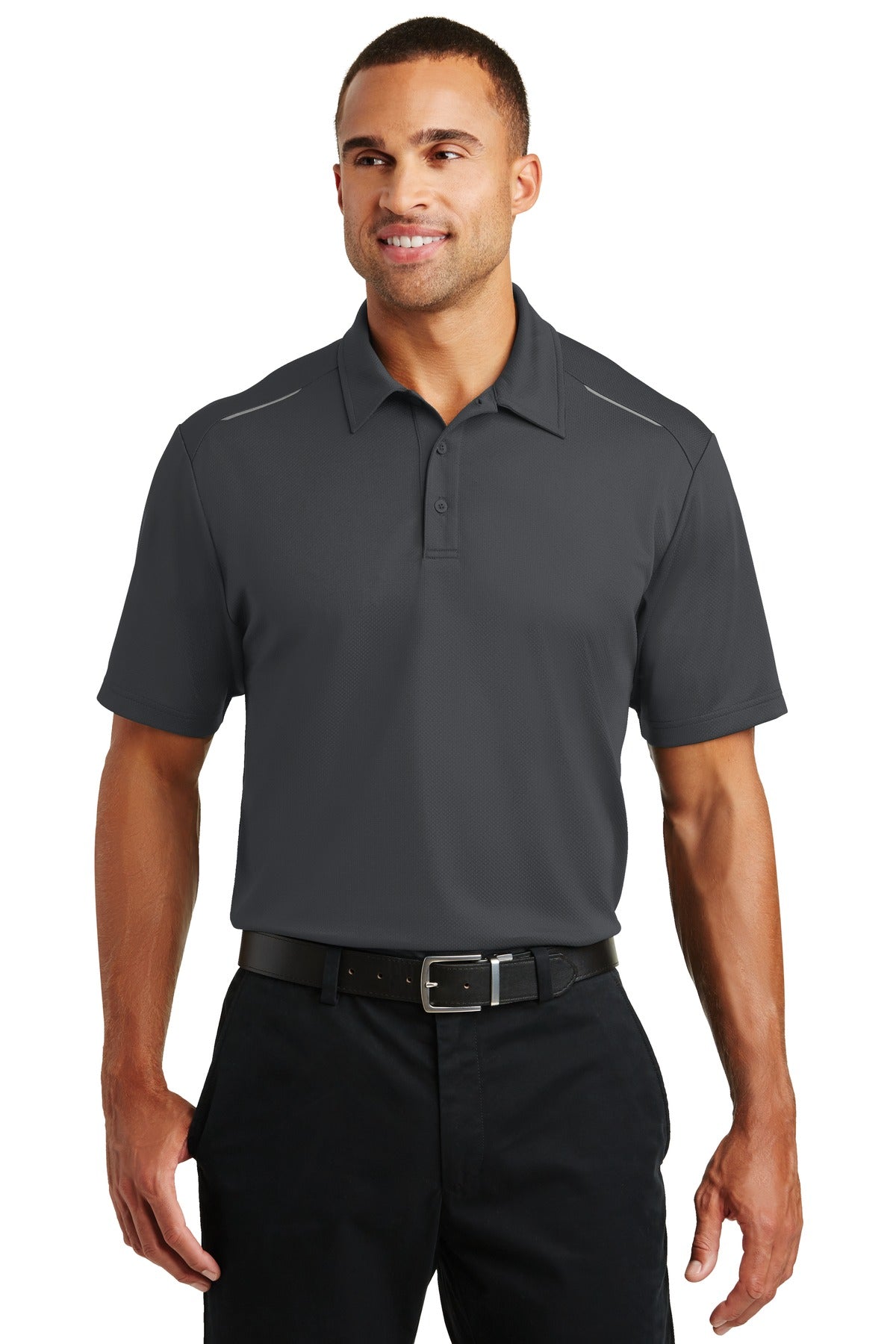 Custom Embroidered Port Authority Polos/Knits in Battleship Grey
