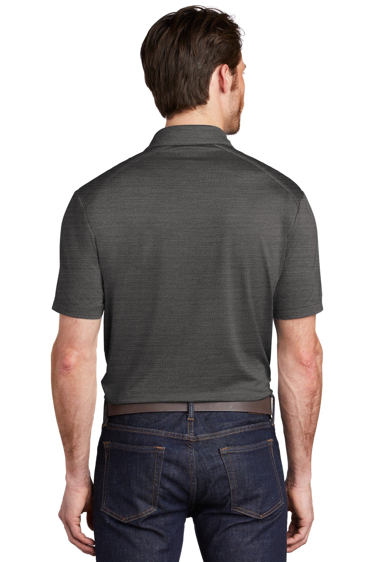 Custom Embroidered Port Authority  Stretch Heather Polo K583,Black/ Thunder Grey