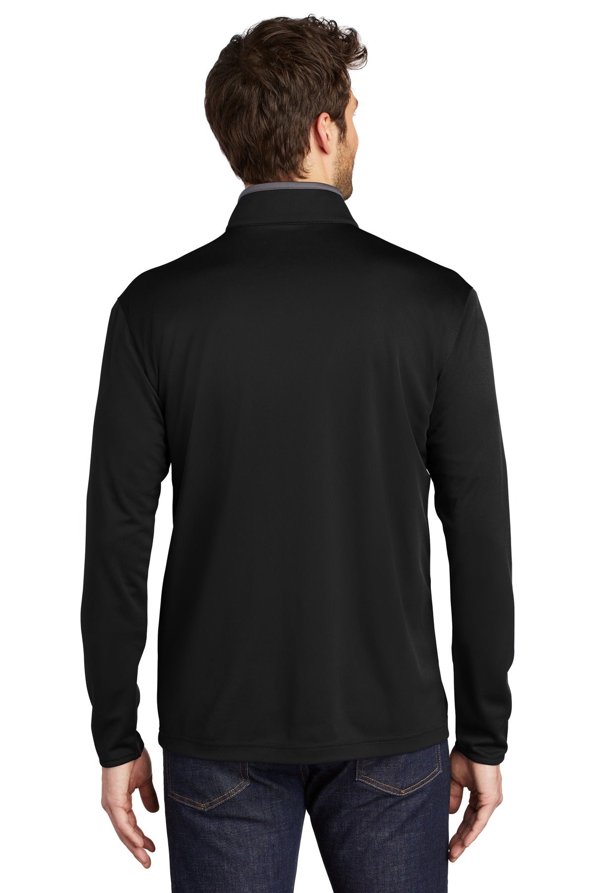 Custom Embroidered Port Authority  Silk Touch  Performance 1/4-Zip K584,Black/ Steel Grey