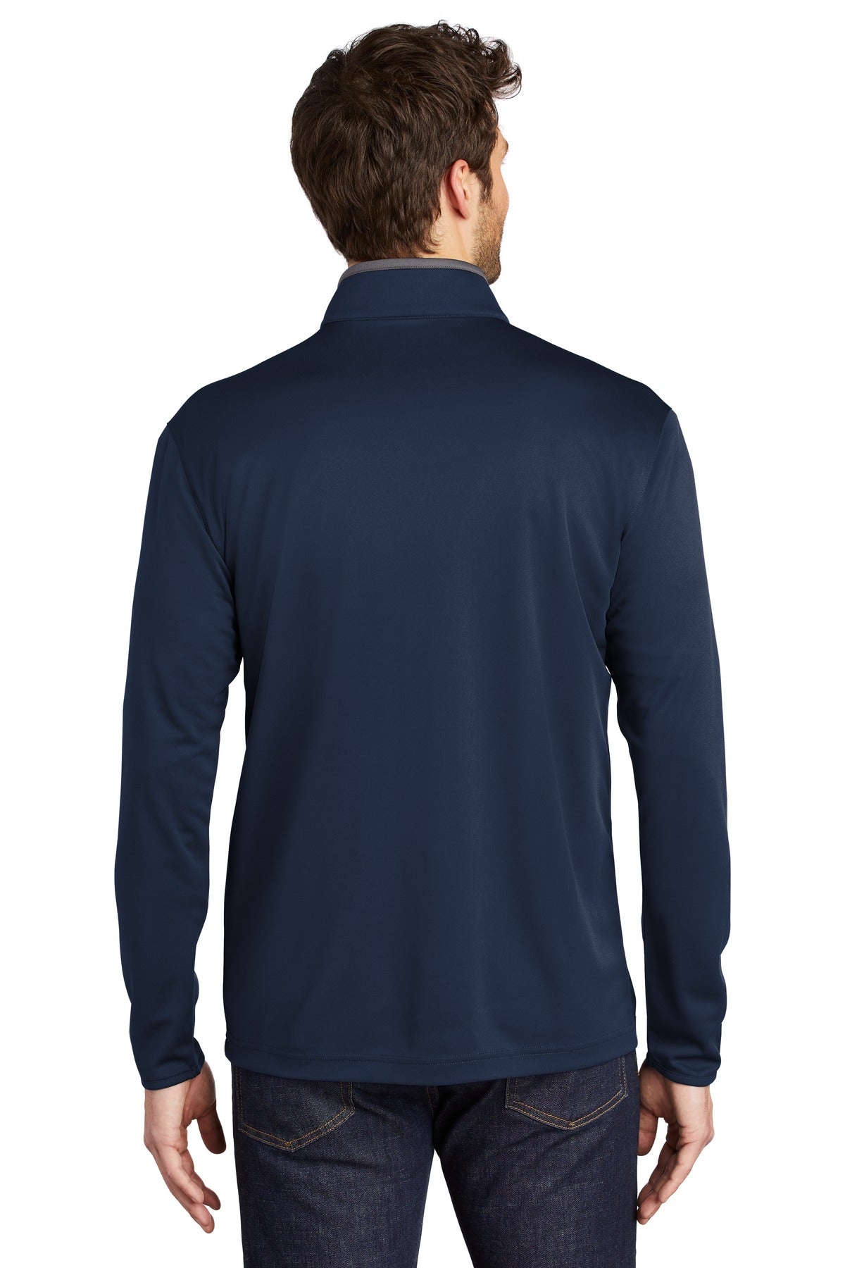 Custom Embroidered Port Authority  Silk Touch  Performance 1/4-Zip K584,Navy/ Steel Grey