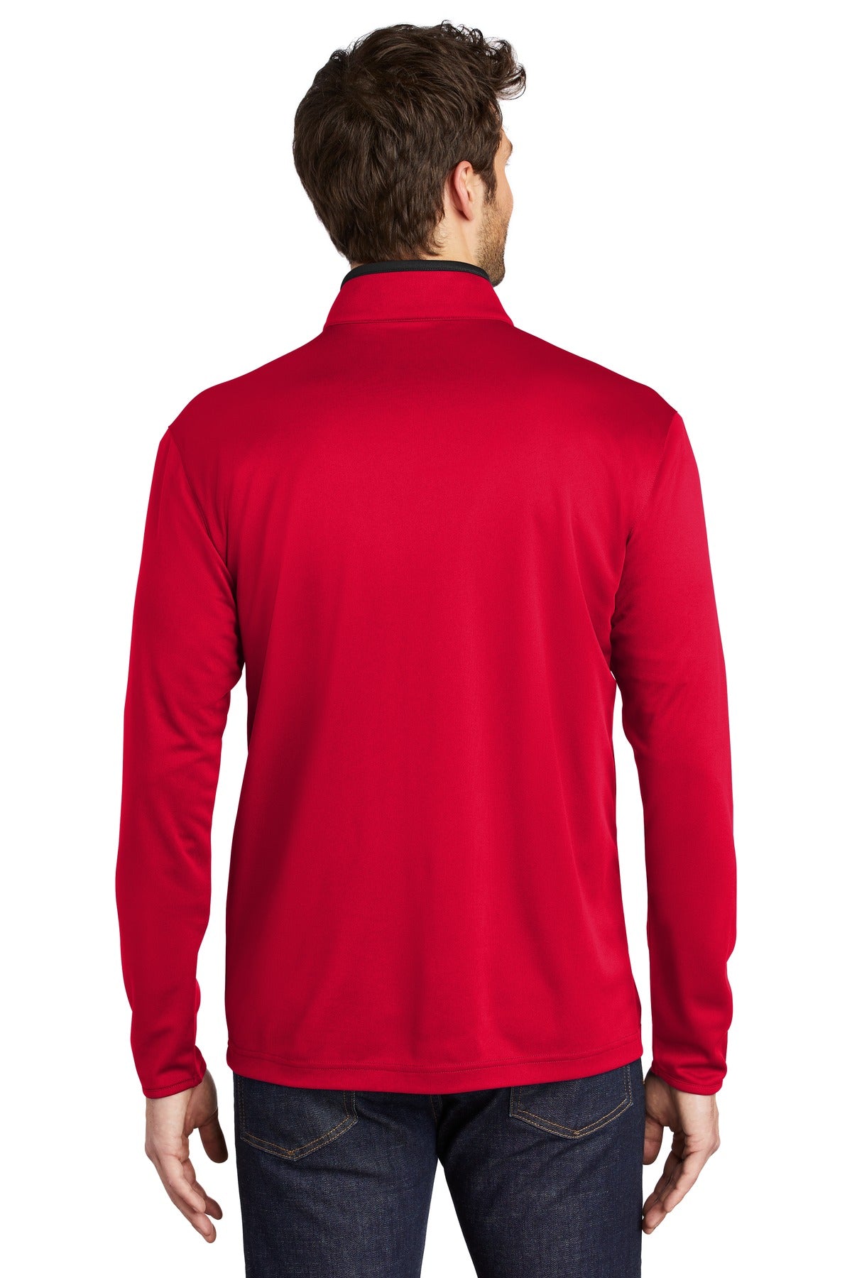 Custom Embroidered Port Authority  Silk Touch  Performance 1/4-Zip K584,Red/ Black