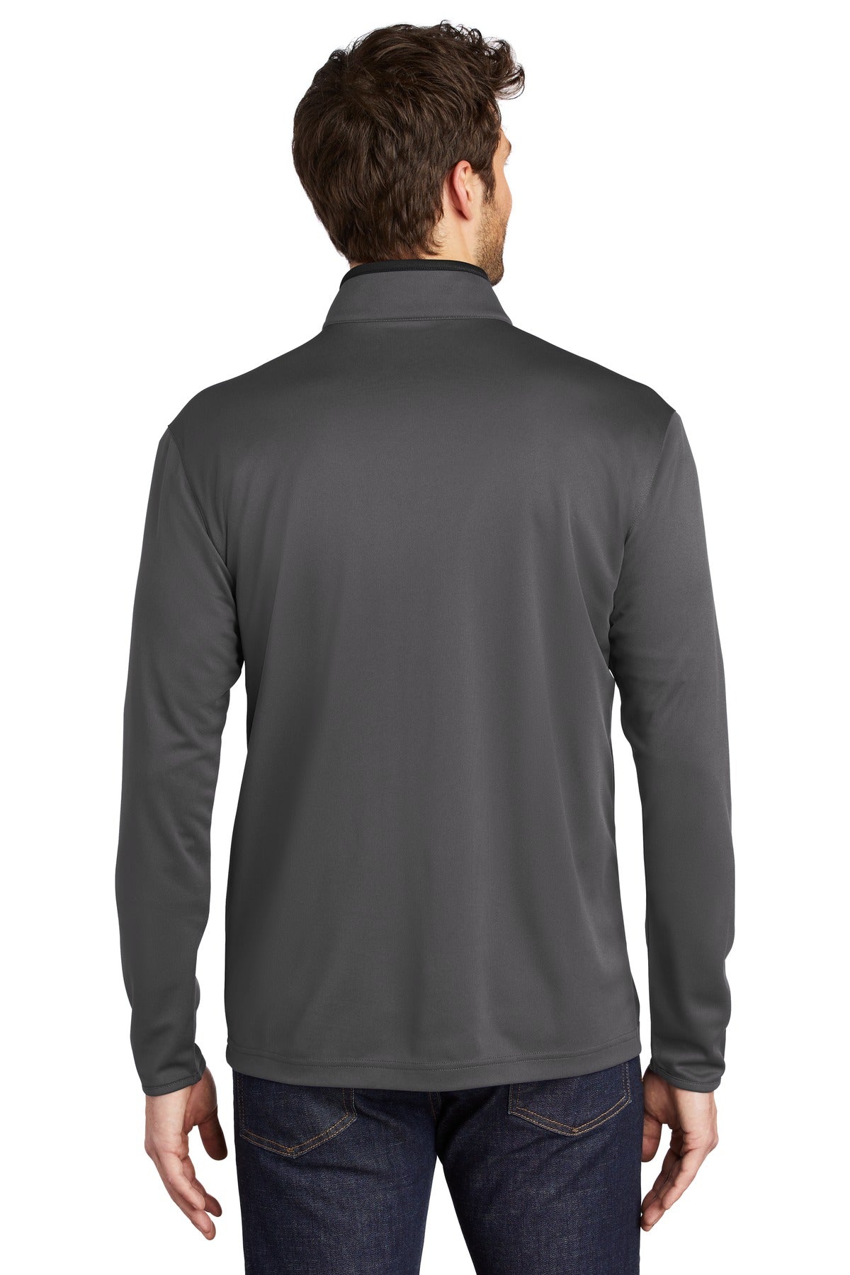 Custom Embroidered Port Authority  Silk Touch  Performance 1/4-Zip K584,Steel Grey/ Black