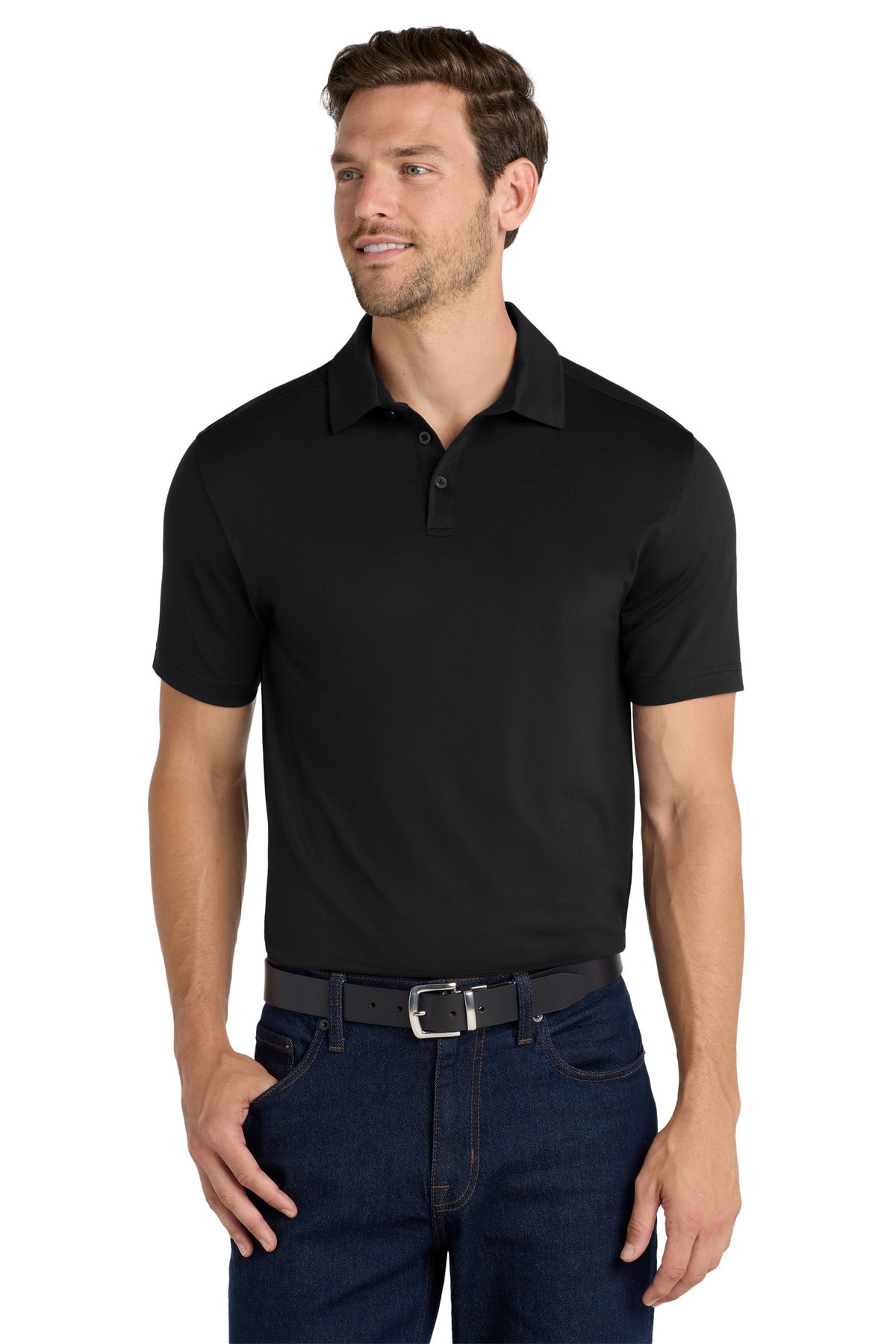 Custom Embroidered Port Authority Polos in Black