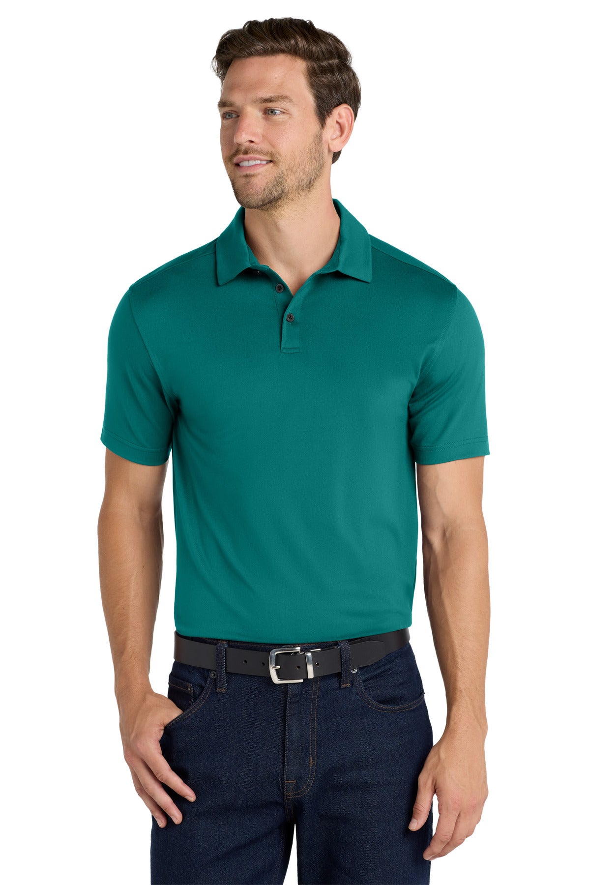 Custom Embroidered Port Authority Polos in Dark Teal