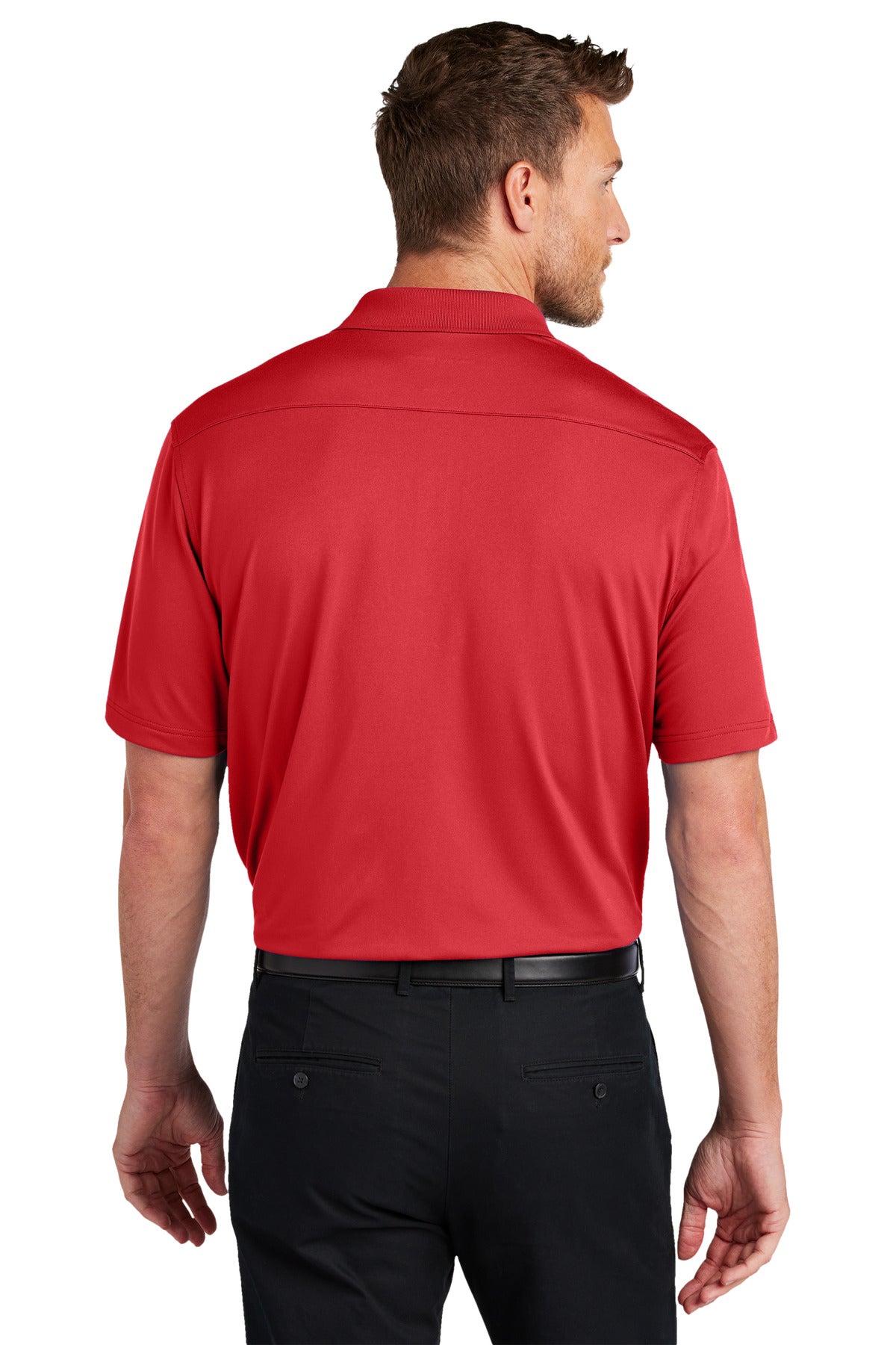 Custom Embroidered Port Authority City Stretch Flat Knit Polo K683,Engine Red