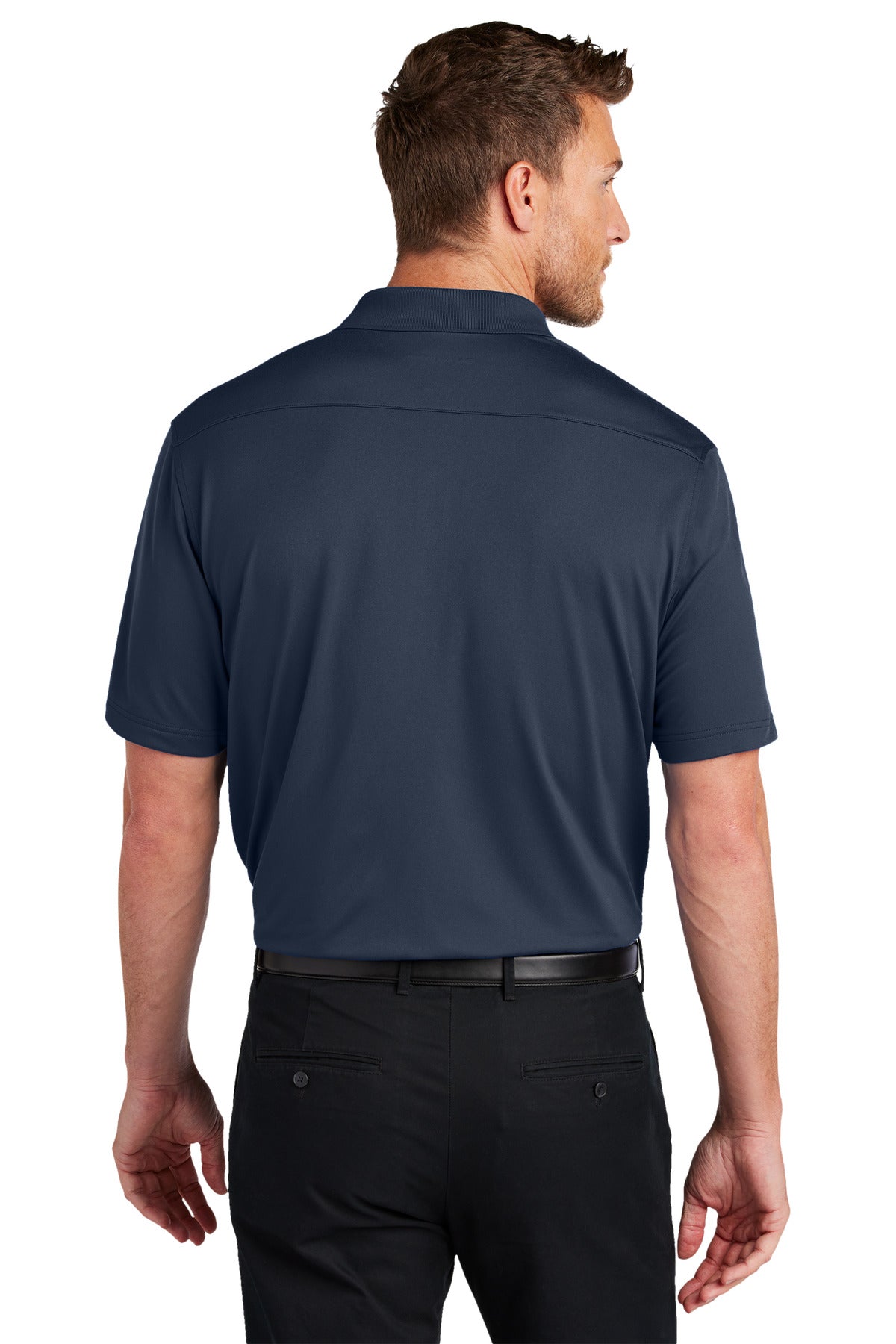 Custom Embroidered Port Authority City Stretch Flat Knit Polo K683,River Blue Navy