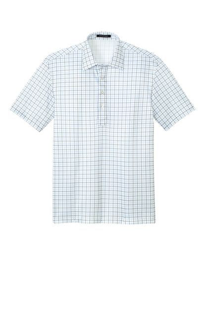 Custom Embroidered Port Authority Polos/Knits in Black/ Carolina Blue Check