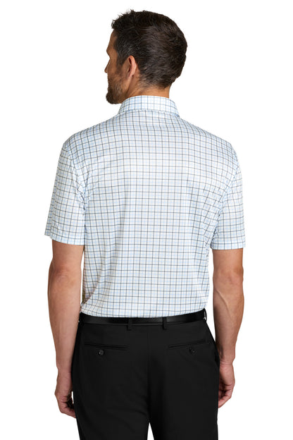 Custom Embroidered Port Authority Polos/Knits in Black/ Carolina Blue Check