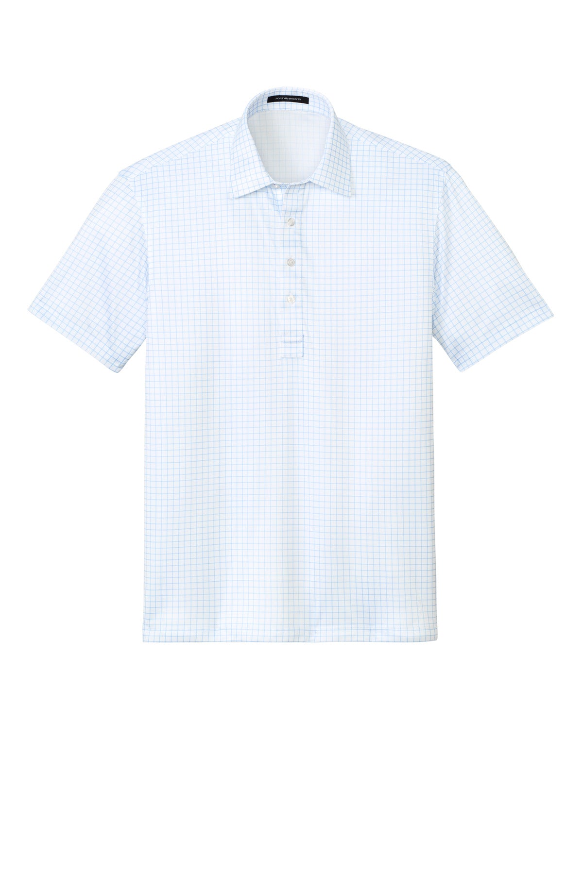 Custom Embroidered Port Authority Polos/Knits in Cloud Blue Check