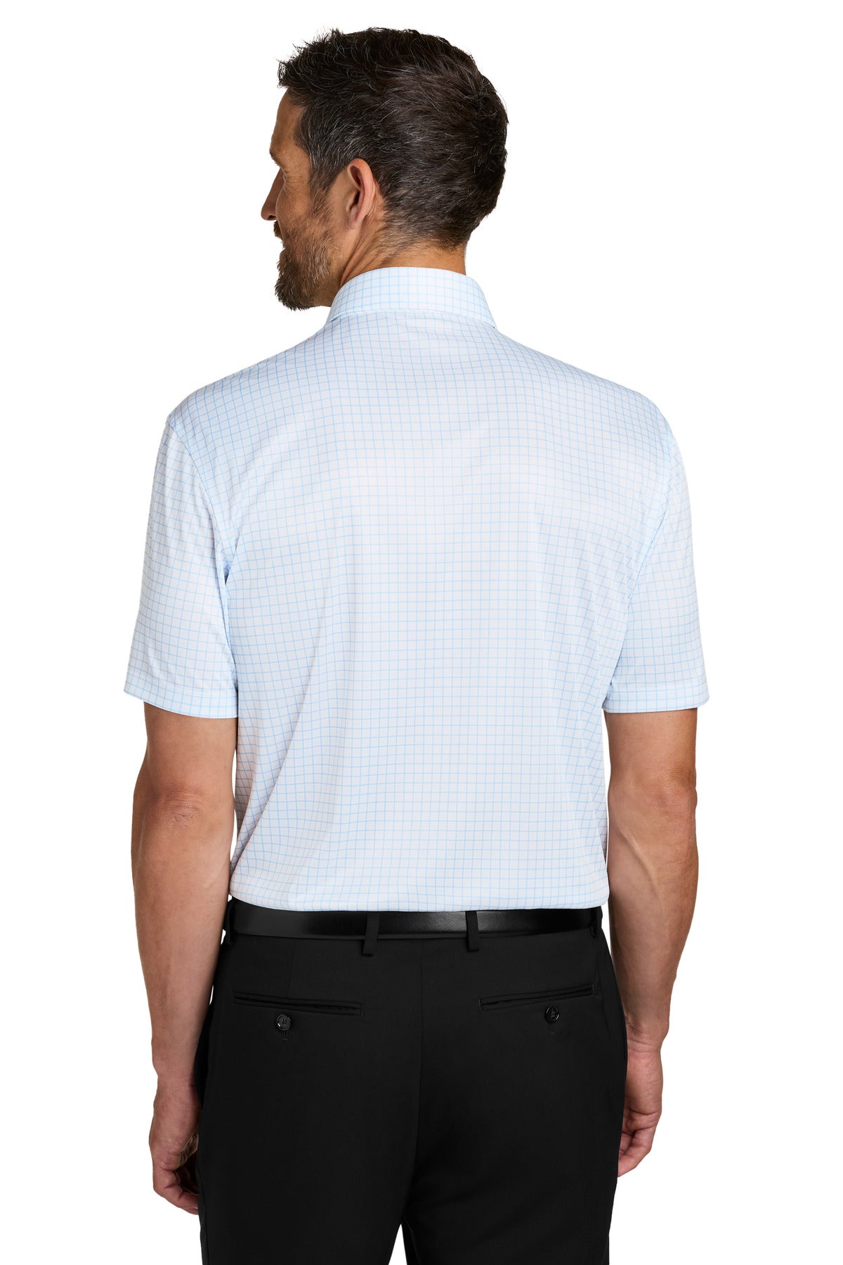 Custom Embroidered Port Authority Polos/Knits in Cloud Blue Check