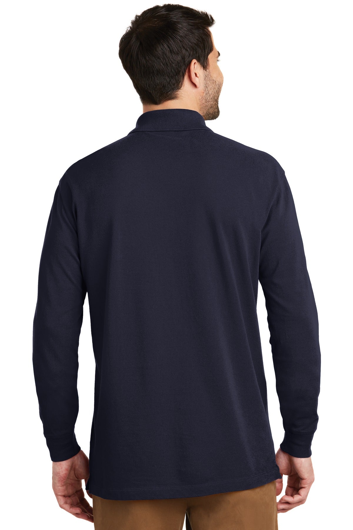 Custom Embroidered Port Authority EZCotton Long Sleeve Polo. K8000LS,Navy