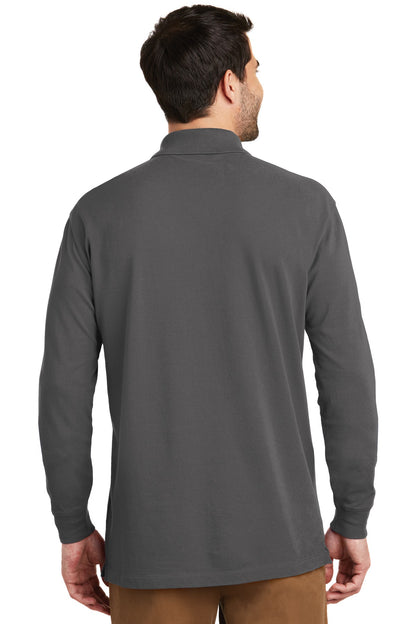 Custom Embroidered Port Authority EZCotton Long Sleeve Polo. K8000LS,Sterling Grey