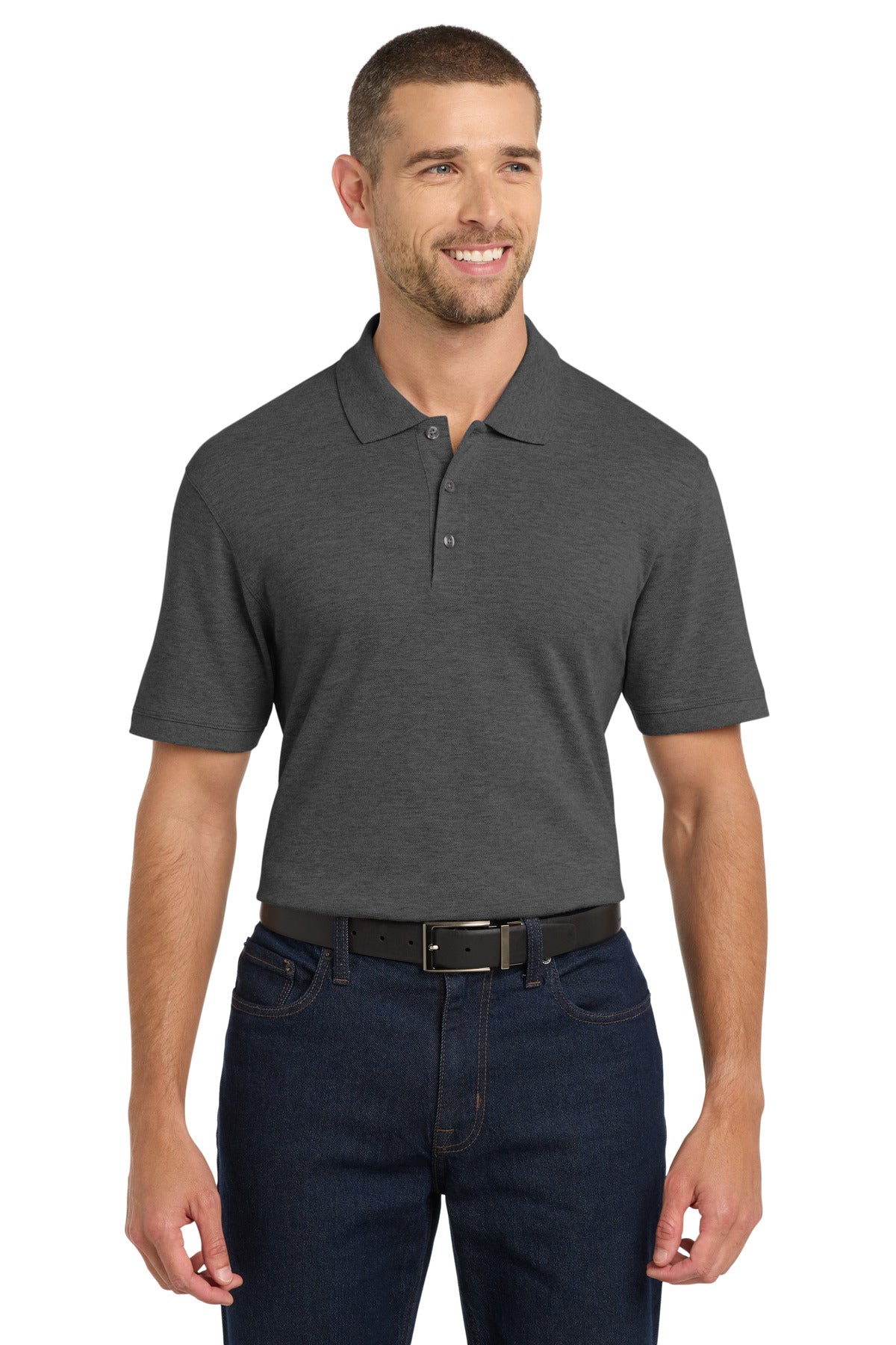 Custom Embroidered Port Authority Polos/Knits in Charcoal Heather