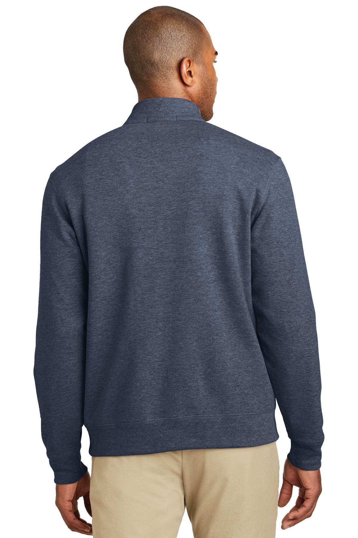 Custom Embroidered Port Authority Interlock 1/4-Zip. K807,Estate Blue Heather/ Charcoal Heather