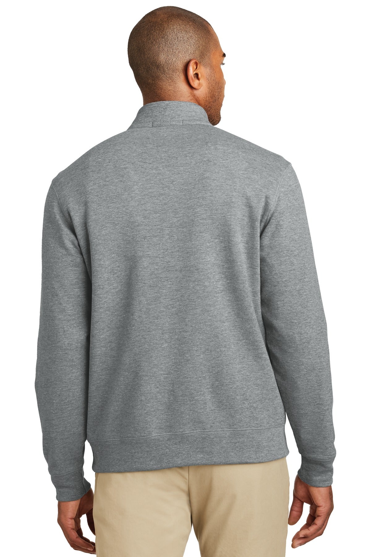 Custom Embroidered Port Authority Interlock 1/4-Zip. K807,Medium Heather Grey/ Charcoal Heather