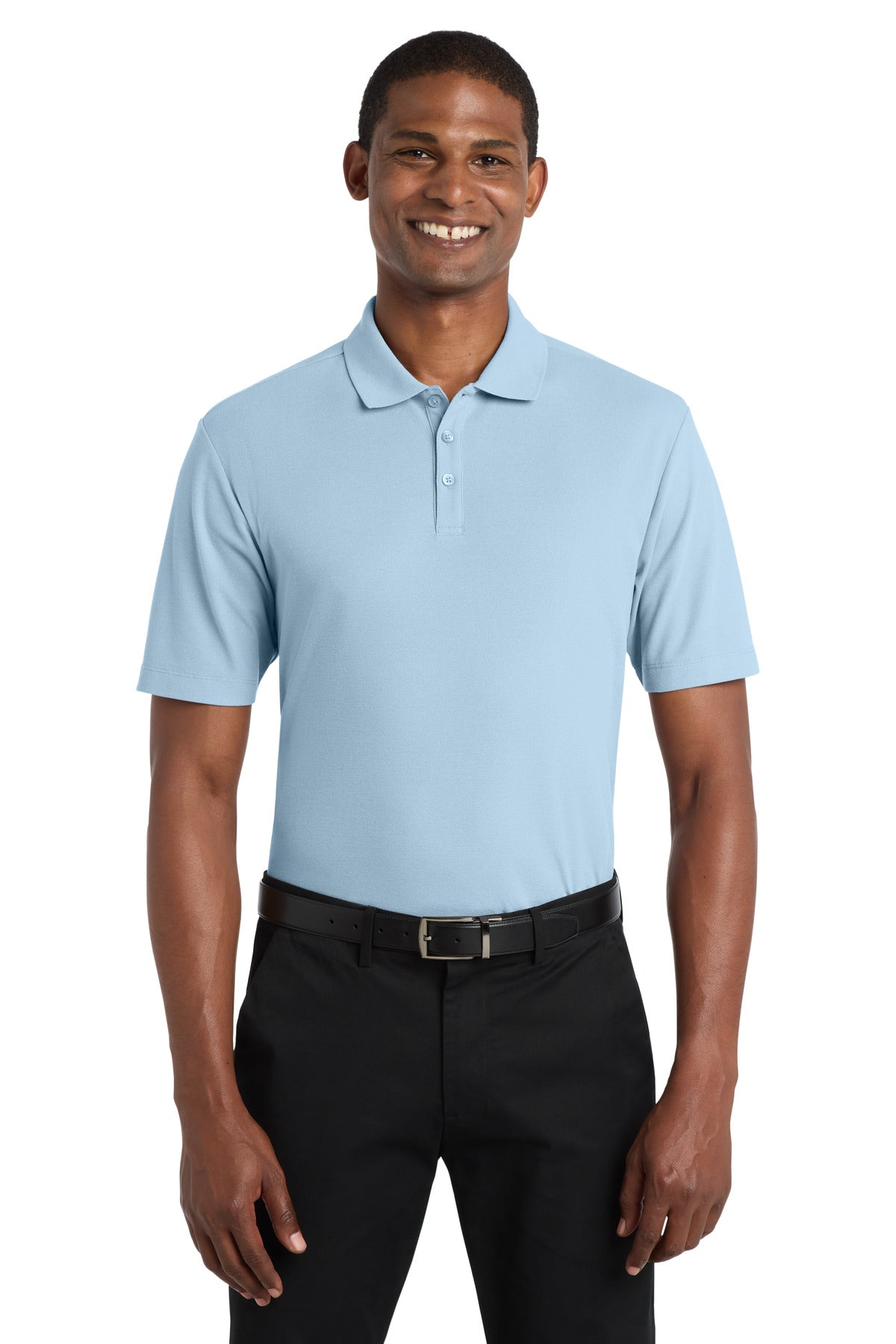 Custom Embroidered Port Authority Polos in Cloud Blue