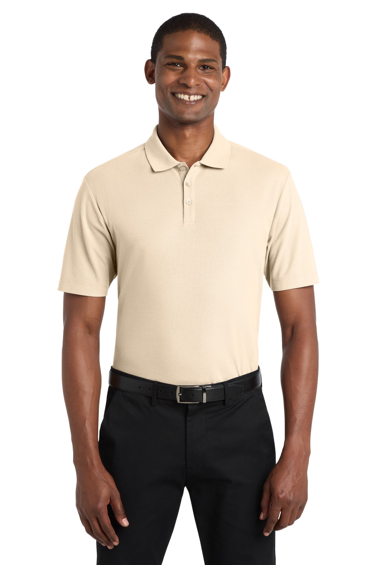Custom Embroidered Port Authority Polos in Ecru