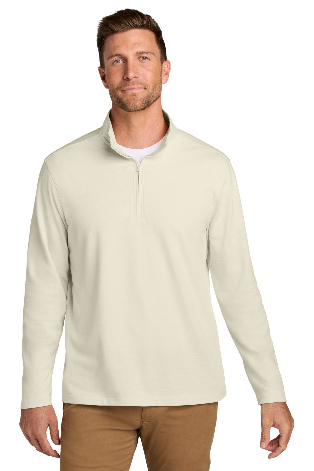 Custom Embroidered Port Authority Sweatshirts in Parchment