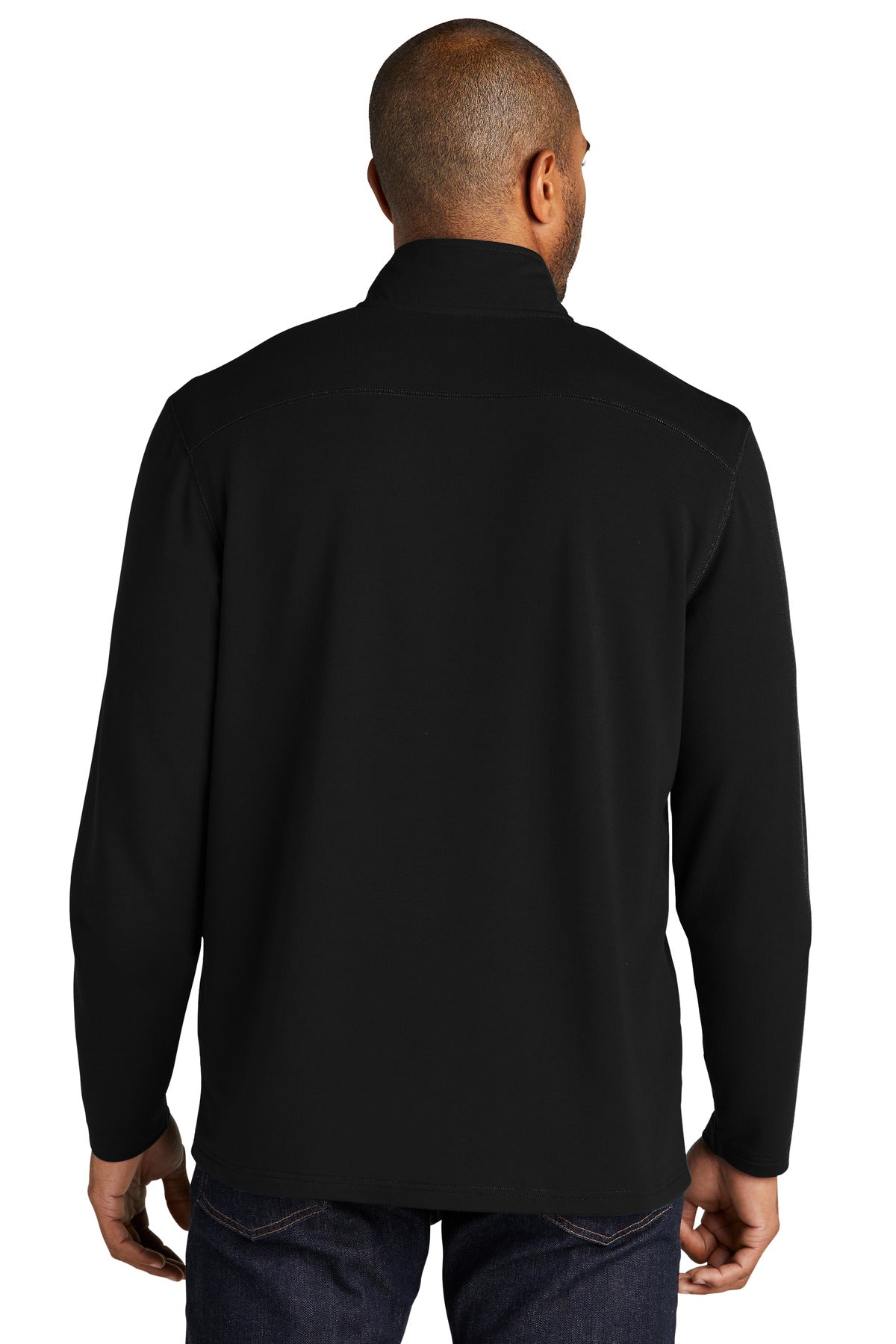 Custom Embroidered Port Authority Microterry 1/4-Zip Pullover K825,Deep Black