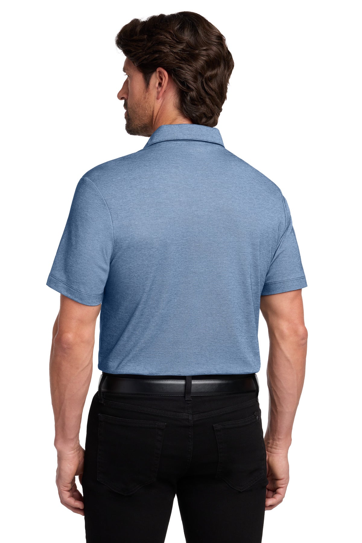 Custom Embroidered Port Authority Polos/Knits in Aegean Blue Heather