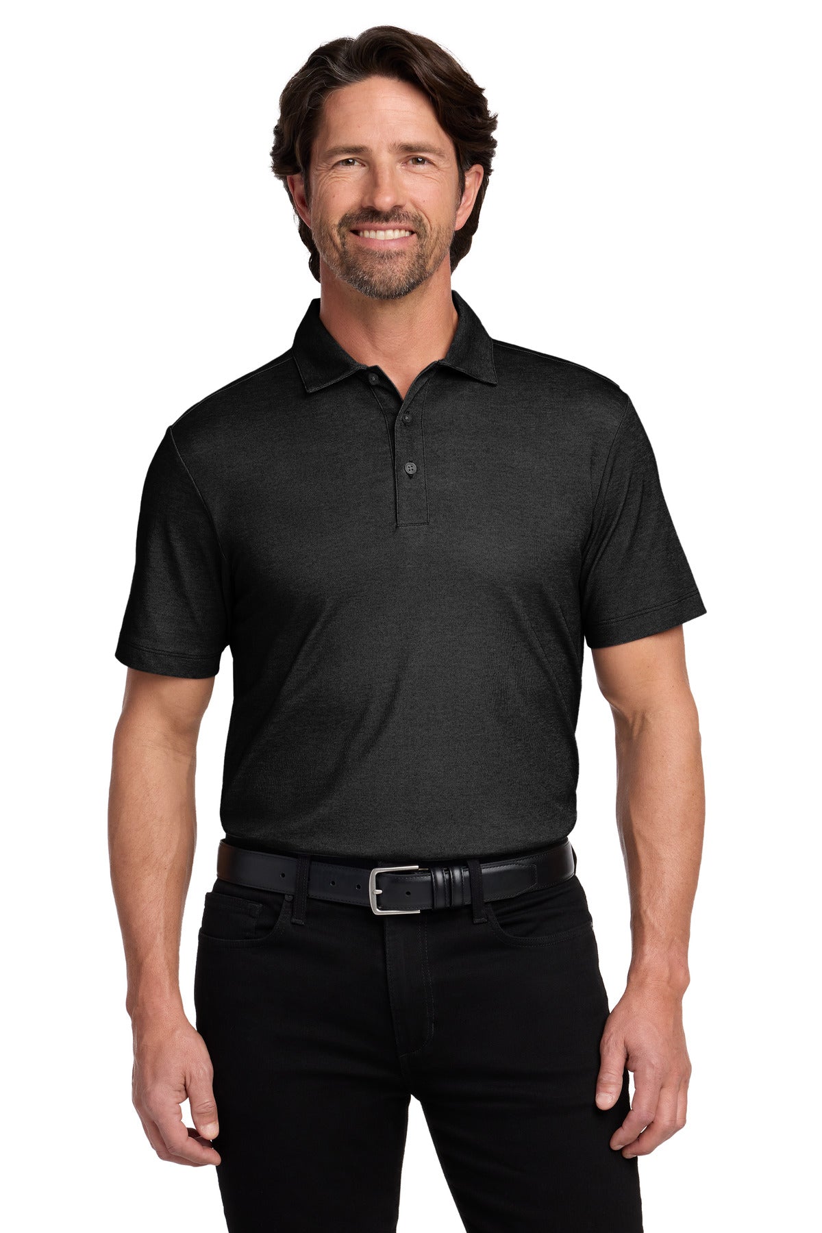 Custom Embroidered Port Authority Polos/Knits in Black Heather