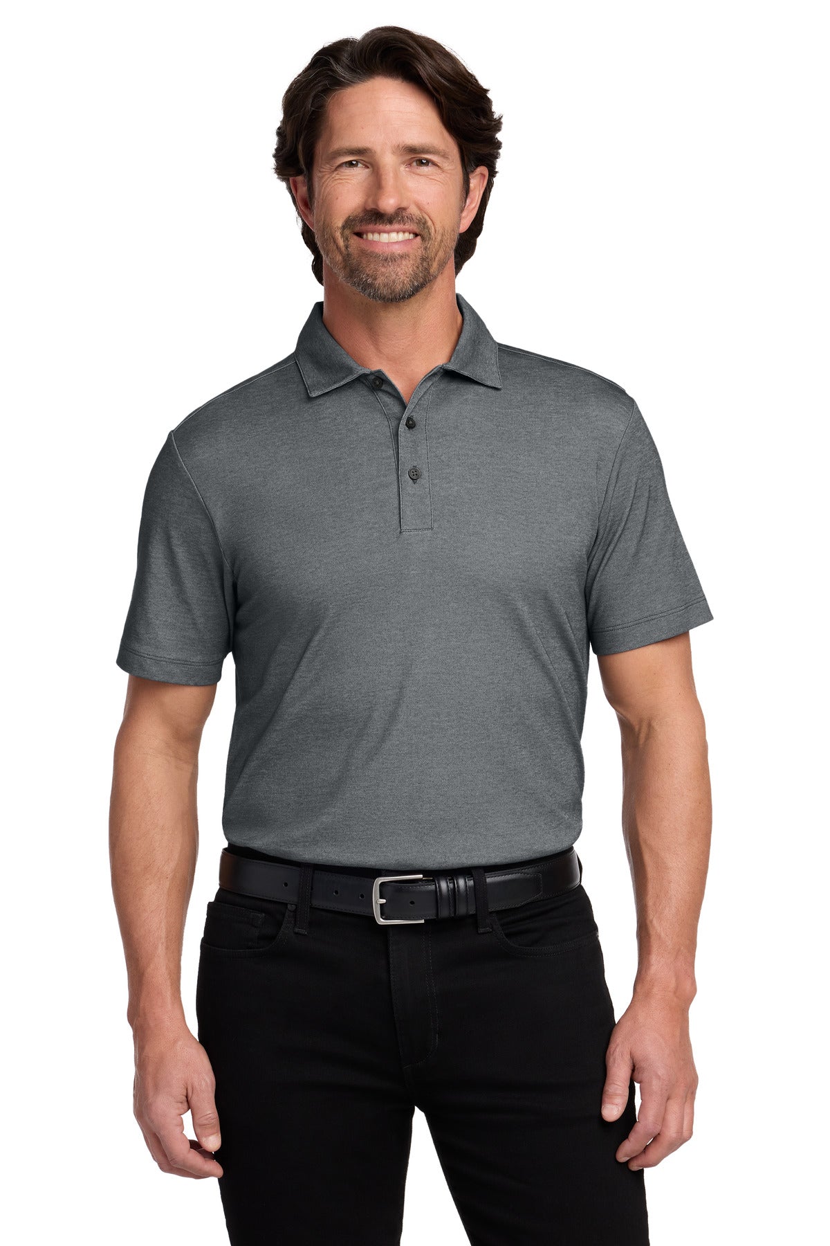 Custom Embroidered Port Authority Polos/Knits in Charcoal Heather