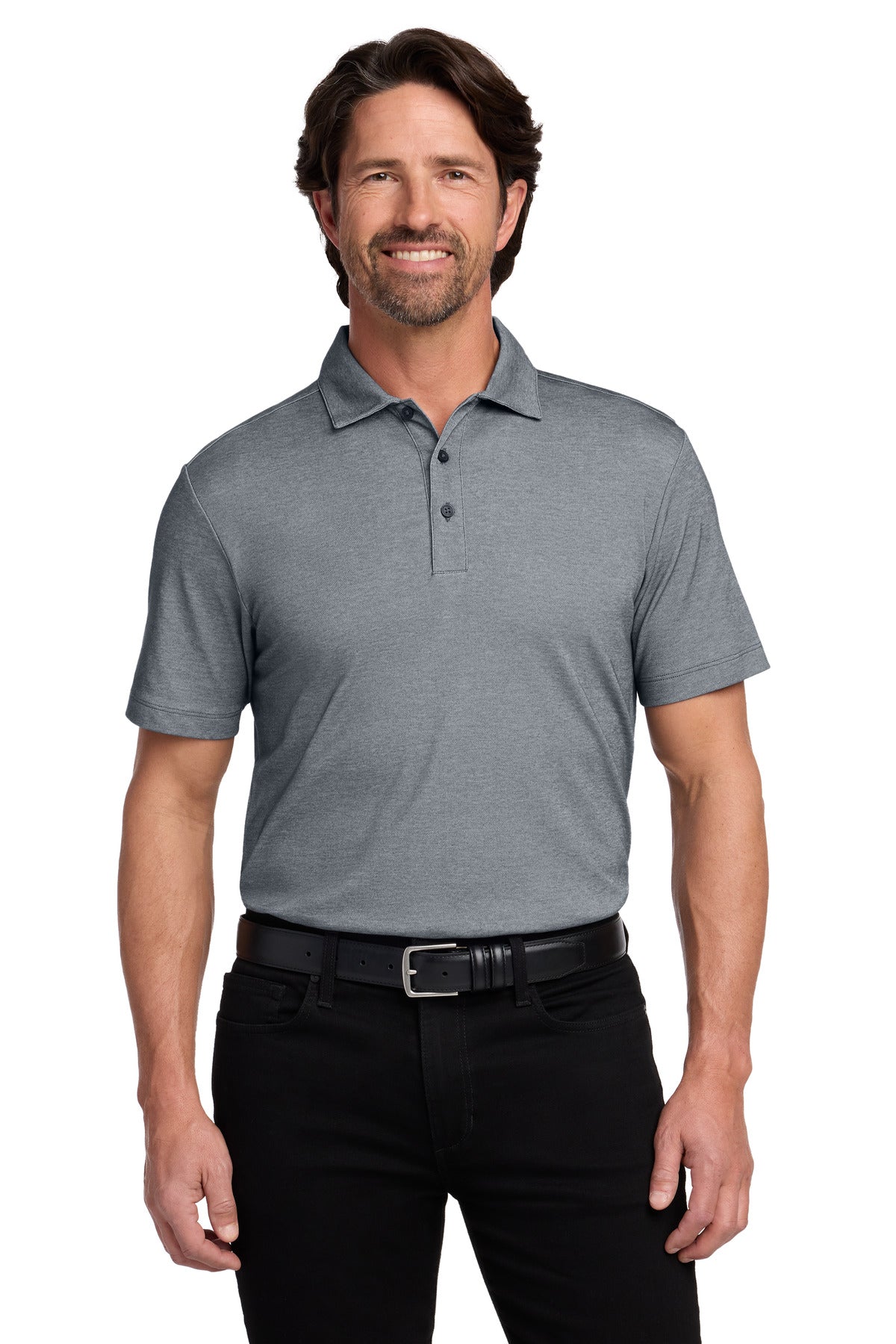 Custom Embroidered Port Authority Polos/Knits in River Blue Navy Heather