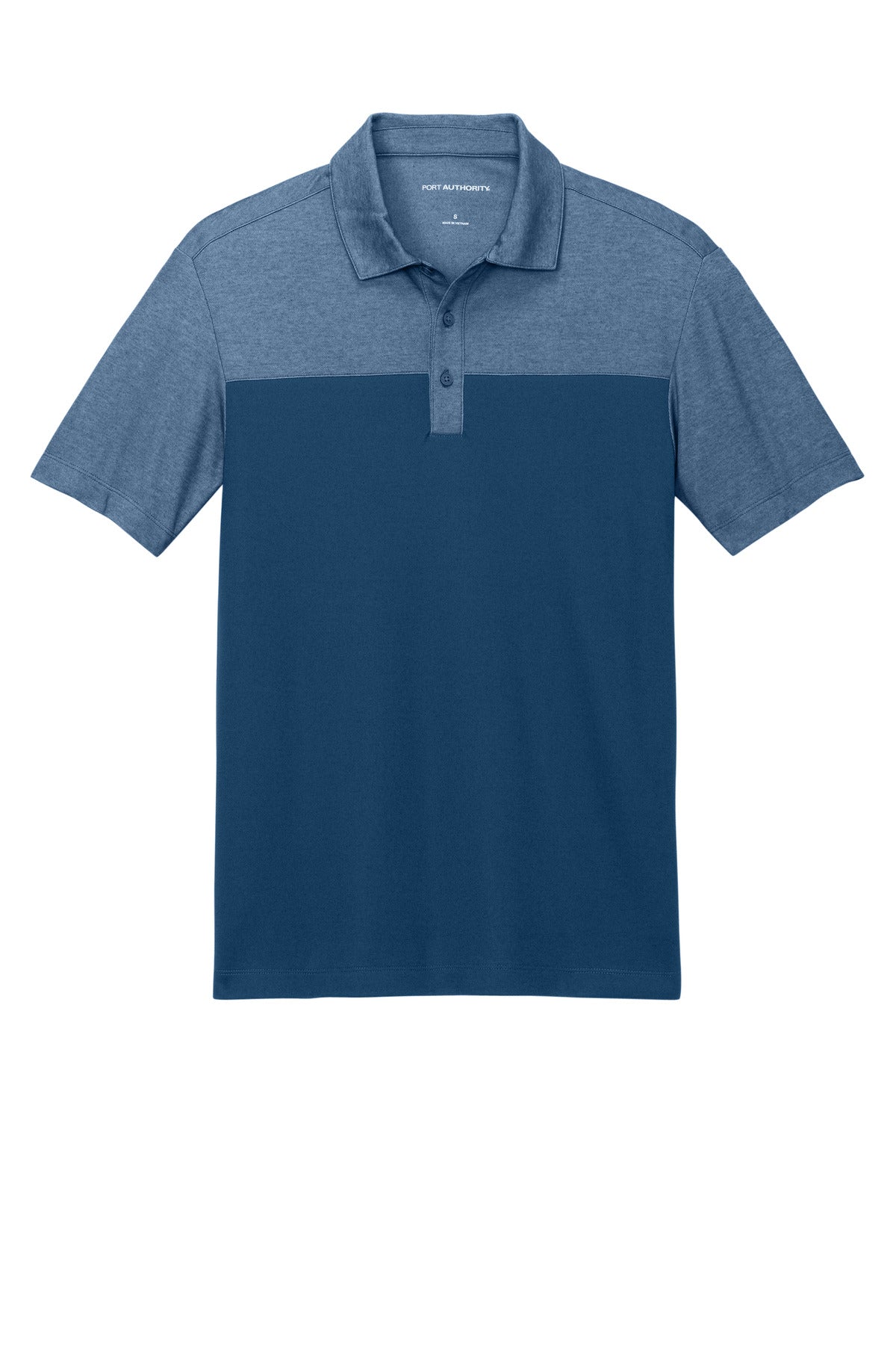 Custom Embroidered Port Authority Polos/Knits in Aegean Blue/ Aegean Blue Heather